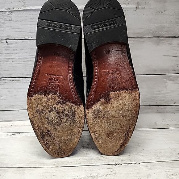 Stacy Adams Mens Leather Kiltie Tassel Dress Shoes Sz 11M Black Slip On - Picture 9 of 11